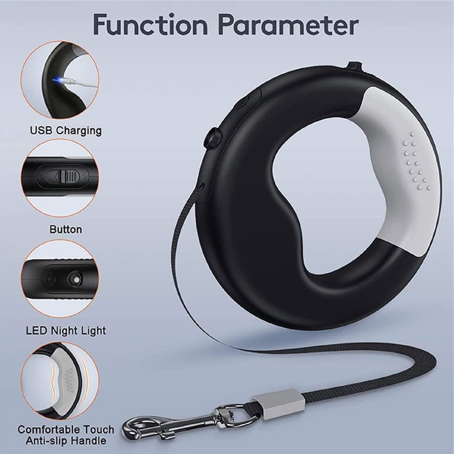 Correa Retráctil para Perros con LED