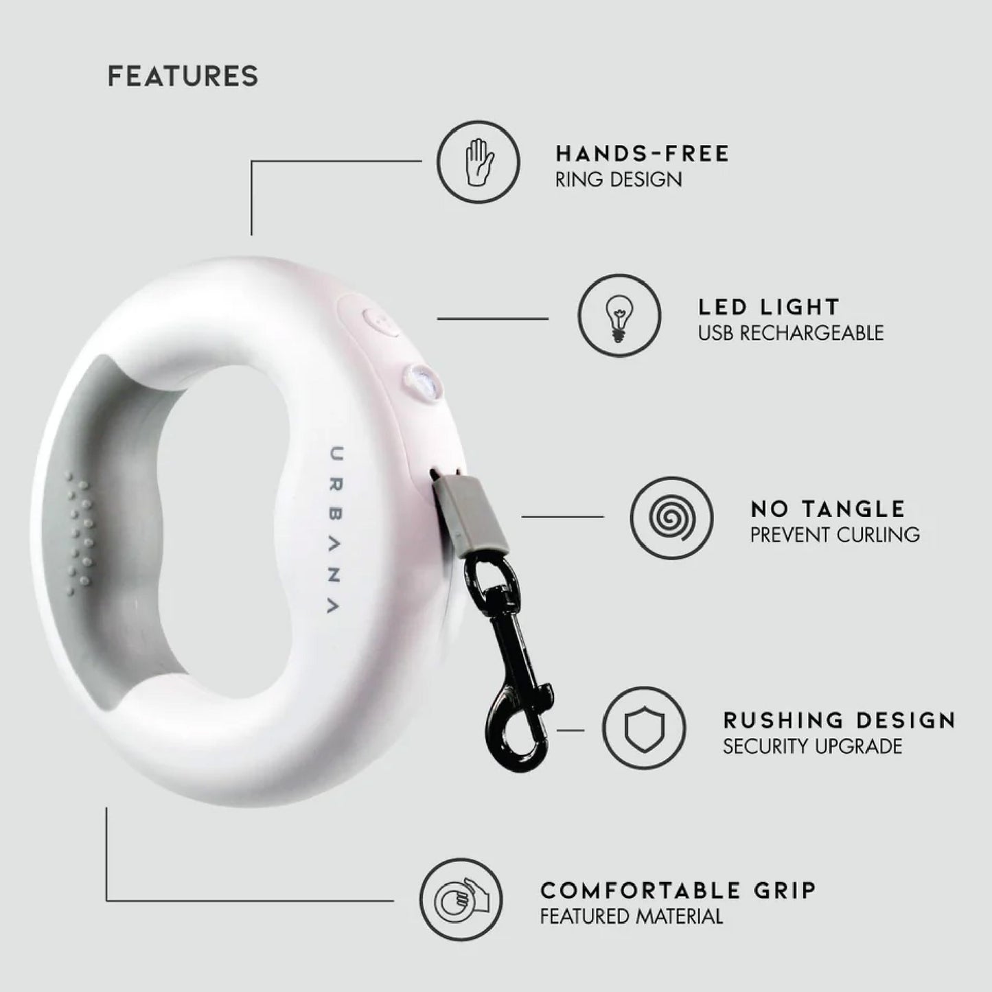 Correa Retráctil para Perros con LED